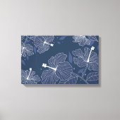 Moderne Abstracte Floral in Navy Blue Canvas Afdruk (Voorkant)