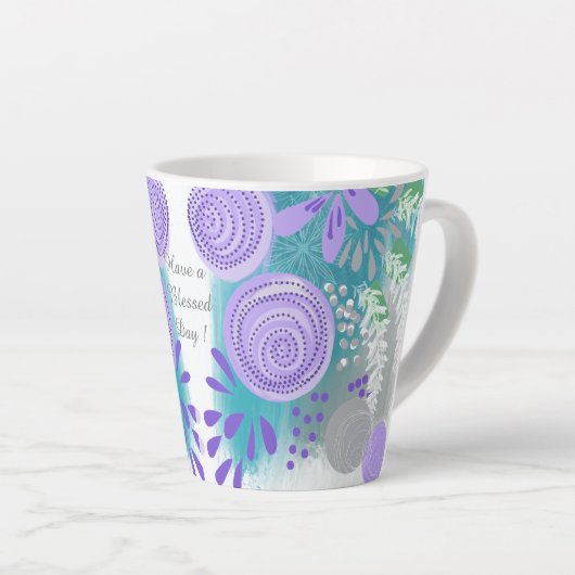 Moderne Abstracte Floral Latte Mok (Rechterhoek)