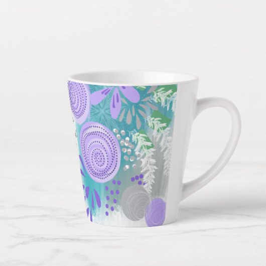 Moderne Abstracte Floral Latte Mok (Rechts)