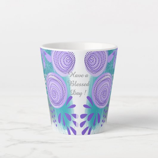 Moderne Abstracte Floral Latte Mok (Voorkant)
