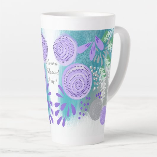 Moderne Abstracte Floral Latte Mok (Rechterhoek)