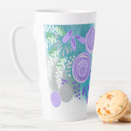 Moderne Abstracte Floral Latte Mok
