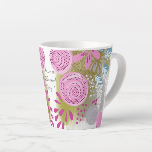 Moderne Abstracte Floral Latte Mok (Rechterhoek)