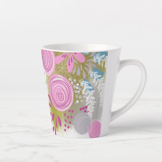 Moderne Abstracte Floral Latte Mok (Rechts)