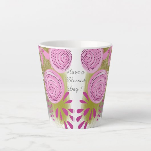 Moderne Abstracte Floral Latte Mok (Voorkant)