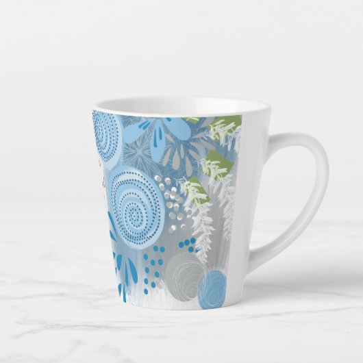 Moderne Abstracte Floral Latte Mok (Rechts)