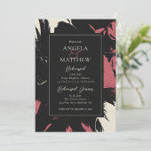 Moderne Abstracte Floral Magenta Black Kaart (Staand voorkant)