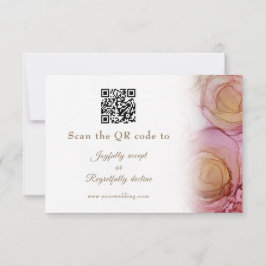 Moderne Abstracte Floral QR Code Wedding RSVP Kaar Kaartje