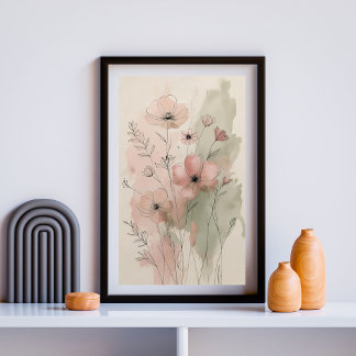 Moderne Abstracte Floral Wall Art II Poster