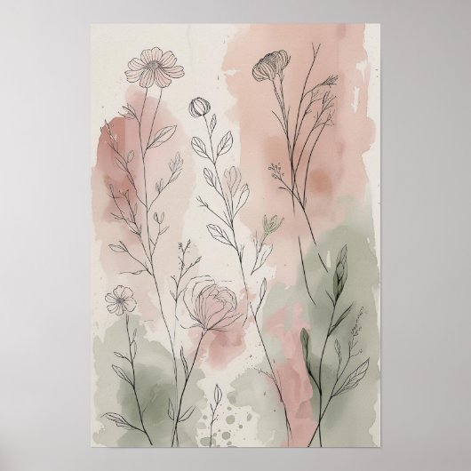 Moderne Abstracte Floral Wall Art X Poster (Voorkant)