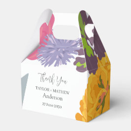 Moderne Abstracte Floral Wedding Couple Names Bedankdoosjes