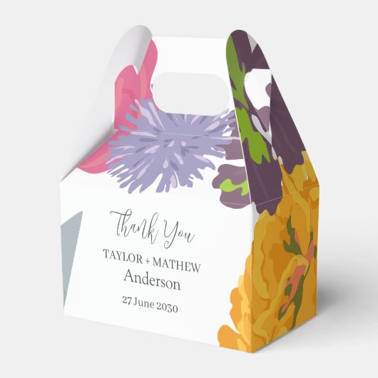 Moderne Abstracte Floral Wedding Couple Names Bedankdoosjes (Voorkant Zijde)