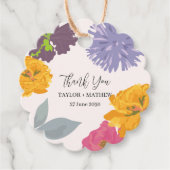 Moderne Abstracte Floral Wedding Couple Names Bedankjes Labels (Voorkant)