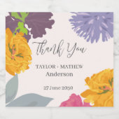 Moderne Abstracte Floral Wedding Couple Names Likeurfles Etiket (Enkel label)