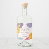 Moderne Abstracte Floral Wedding Couple Names Likeurfles Etiket (Voorkant)