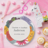 Moderne Abstracte Floral Wedding Couple Names Papieren Bordje (Feest)