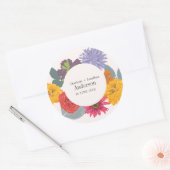 Moderne Abstracte Floral Wedding Couple Names Ronde Sticker (Envelop)