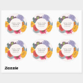Moderne Abstracte Floral Wedding Couple Names Ronde Sticker (Vel)