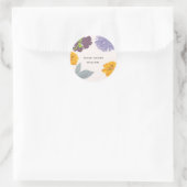 Moderne Abstracte Floral Wedding Couple Names Ronde Sticker (Tas)