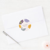 Moderne Abstracte Floral Wedding Couple Names Ronde Sticker (Envelop)