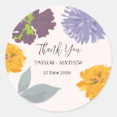 Moderne Abstracte Floral Wedding Couple Names Ronde Sticker (Voorkant)