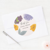Moderne Abstracte Floral Wedding Couple Names Ronde Sticker (Envelop)