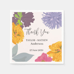Moderne Abstracte Floral Wedding Couple Names Servet