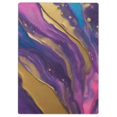 Moderne Abstracte Flow Art- Blauw en Goud- Klembord (Achterkant)