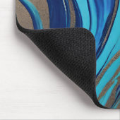 Moderne Abstracte Flow Art- Blauw en Goud- Muismat (Hoek)