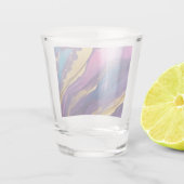 Moderne Abstracte Flow Art- Blauw Paarse Roze Goud Shot Glas (Achterkant)