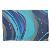 Moderne Abstracte Flow Art-Blue en Gold- Kussensloop (Voorkant)