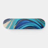 Moderne Abstracte Flow Art-Blue en Gold- Persoonlijk Skateboard (Horizontaal)