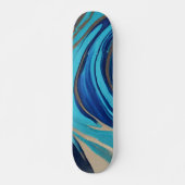 Moderne Abstracte Flow Art-Blue en Gold- Persoonlijk Skateboard (Voorkant)