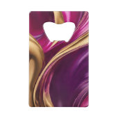 Moderne Abstracte Flow Art- Fuchsia Paarse en Gold Creditkaart Flessenopener (Achterkant)