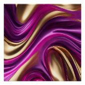 Moderne Abstracte Flow Art- Paarse Roze en Goud- Perfect Poster (Voorkant)