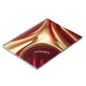 Moderne Abstracte Flow Art-Red en Gold- Notitieboek (Linkerzijde)