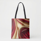 Moderne Abstracte Flow Art-Red en Gold- Tote Bag (Voorkant)