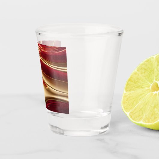 Moderne Abstracte Flow Art- Rood en Goud- Shot Glas (Rechts)