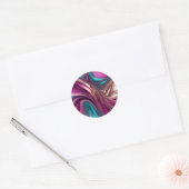 Moderne Abstracte Fluid Art-Magenta Turquoise Goud Ronde Sticker (Envelop)