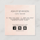 Moderne Abstracte fluitdocent Blush & Navy Social Vierkante Visitekaartje (Achterkant)