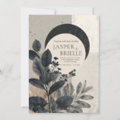 Moderne Abstracte Foliage Wedding Kaart (Voorkant)