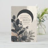 Moderne Abstracte Foliage Wedding Kaart (Staand voorkant)