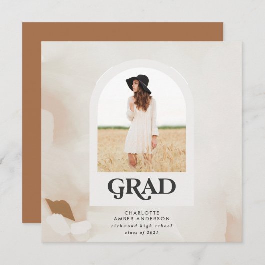 Moderne abstracte foto afstuderen terracotta kaart (Voorkant / Achterkant)