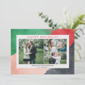 Moderne Abstracte foto Collage Red Green Feestdagenkaart (Staand voorkant)
