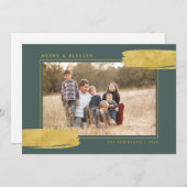 Moderne Abstracte foto van goud en sage Religieuze Feestdagenkaart (Voorkant / Achterkant)