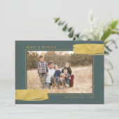 Moderne Abstracte foto van goud en sage Religieuze Feestdagenkaart (Staand voorkant)