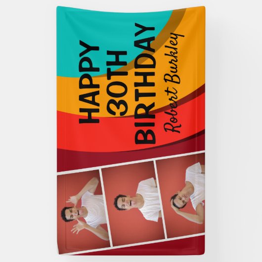 Moderne Abstracte fotocollage | Geboortedag Spandoek (Verticaal)