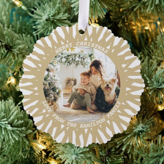 Moderne Abstracte Fototekst Gepersonaliseerde Kers Ornament Kaart (Insitu (Drie))