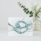 Moderne Abstracte Fractal Blue Turquoise Grey Text Briefkaart (Staand voorkant)