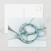Moderne Abstracte Fractal Blue Turquoise Grey Text Briefkaart (Voorkant / Achterkant)